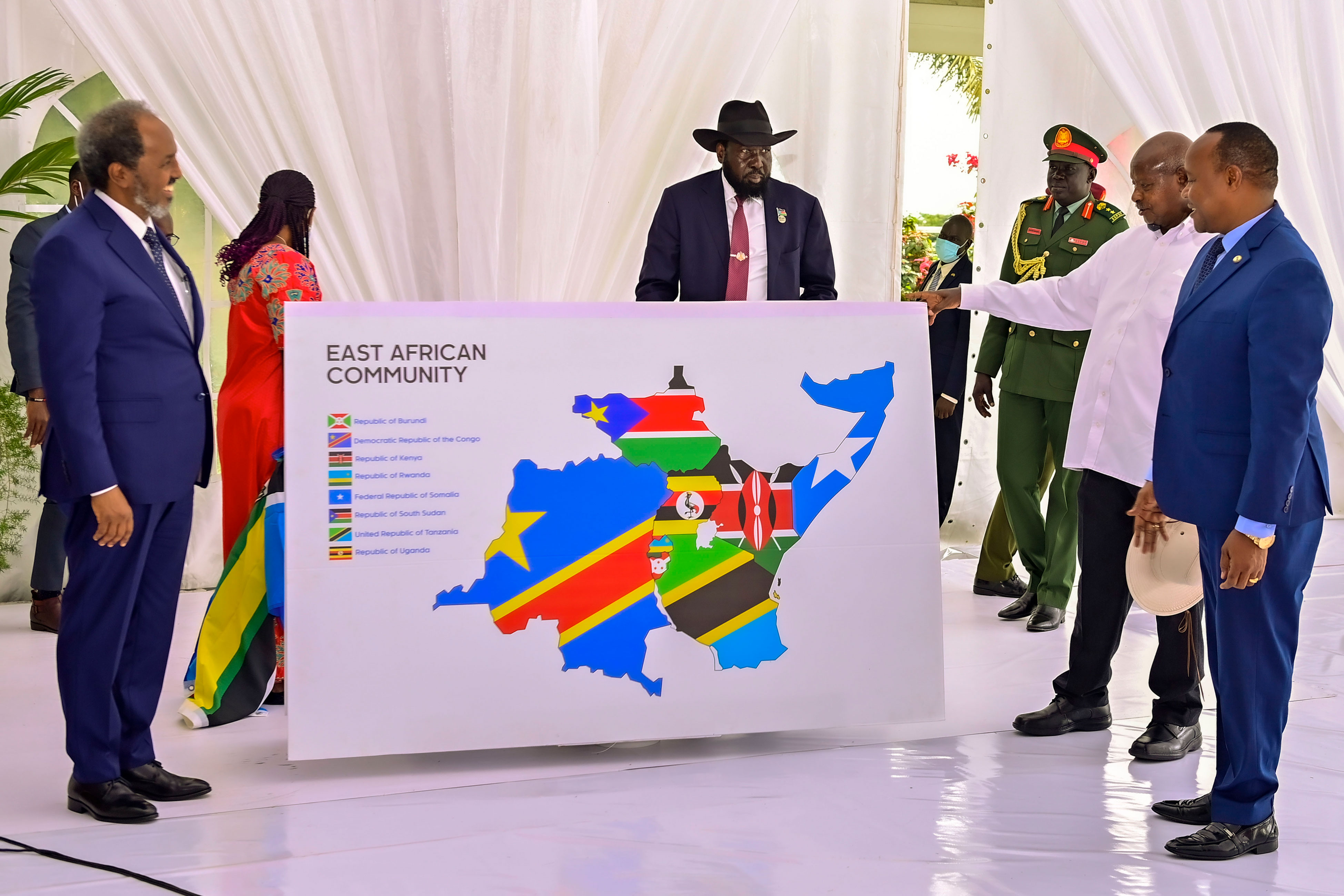 President Museveni at the signing ceremony of the Treaty of Accession by the Federal Republic of Somalia into the East African Community (EAC) at State House Entebbe
