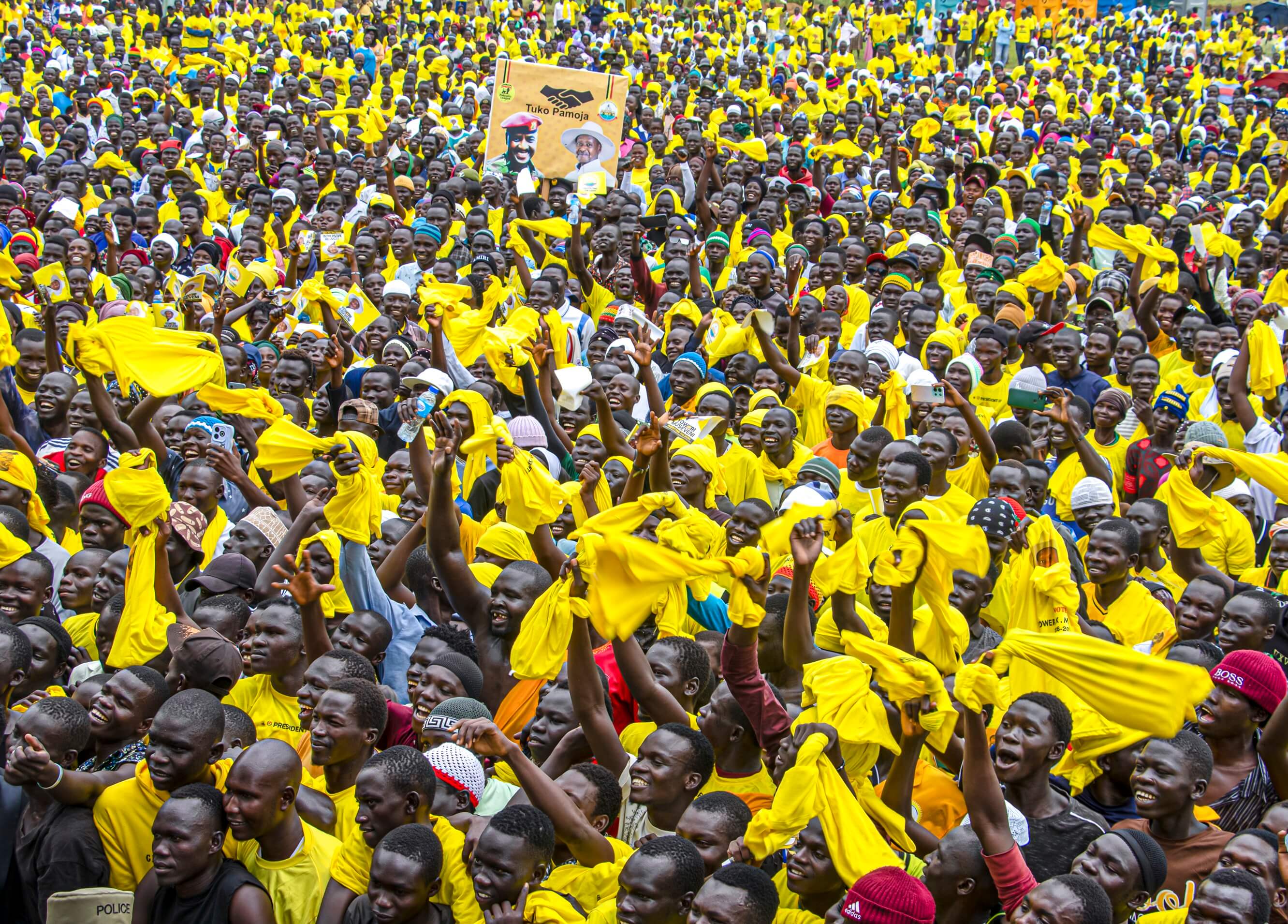 NRM Supporters at Lionga Grounds in Obongi district where President Museveni held a rally 
