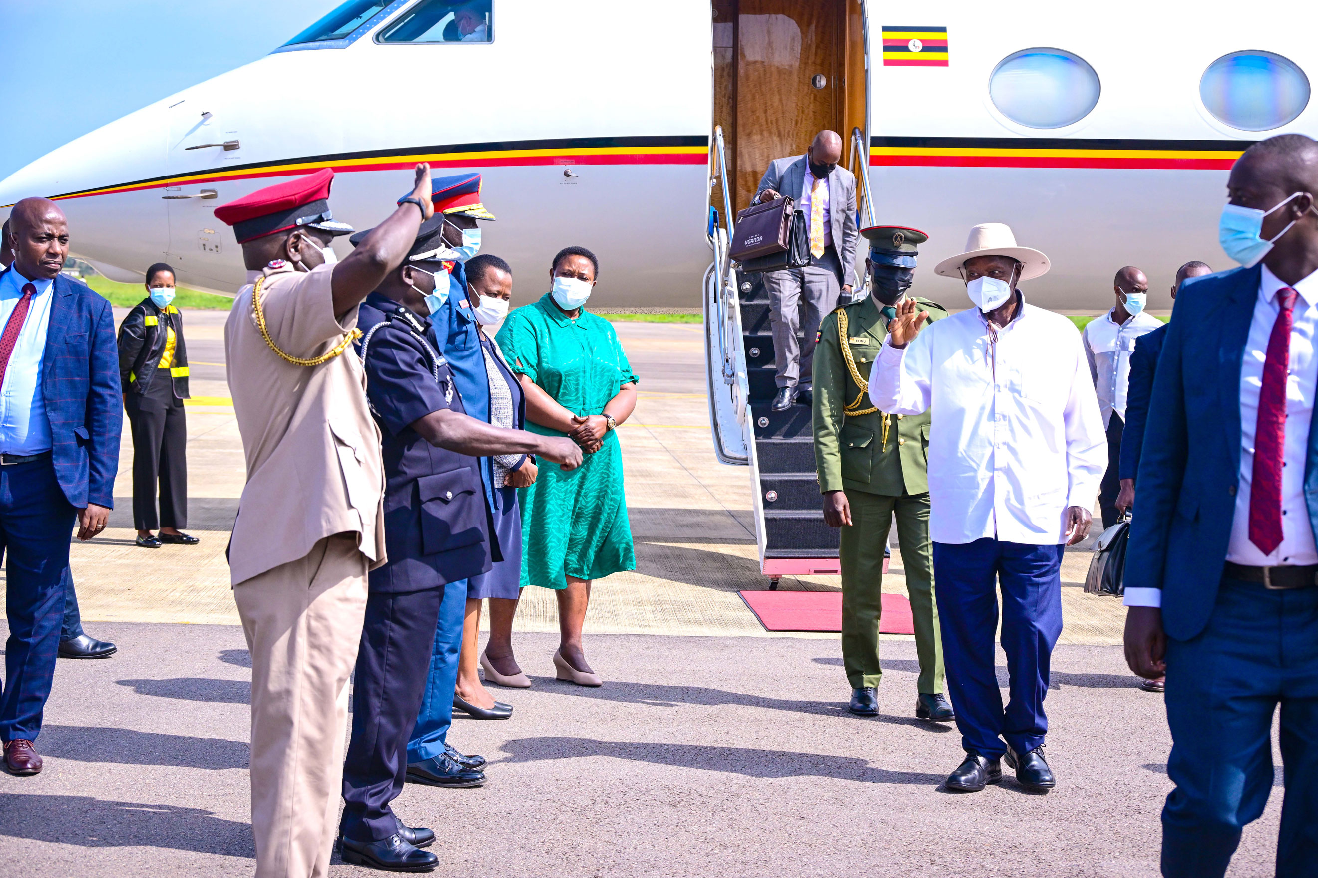 President Museveni arrives at Entebbe International Airport from a three-day working visit to Cairo, Egypt, August 13, 2025.jpg