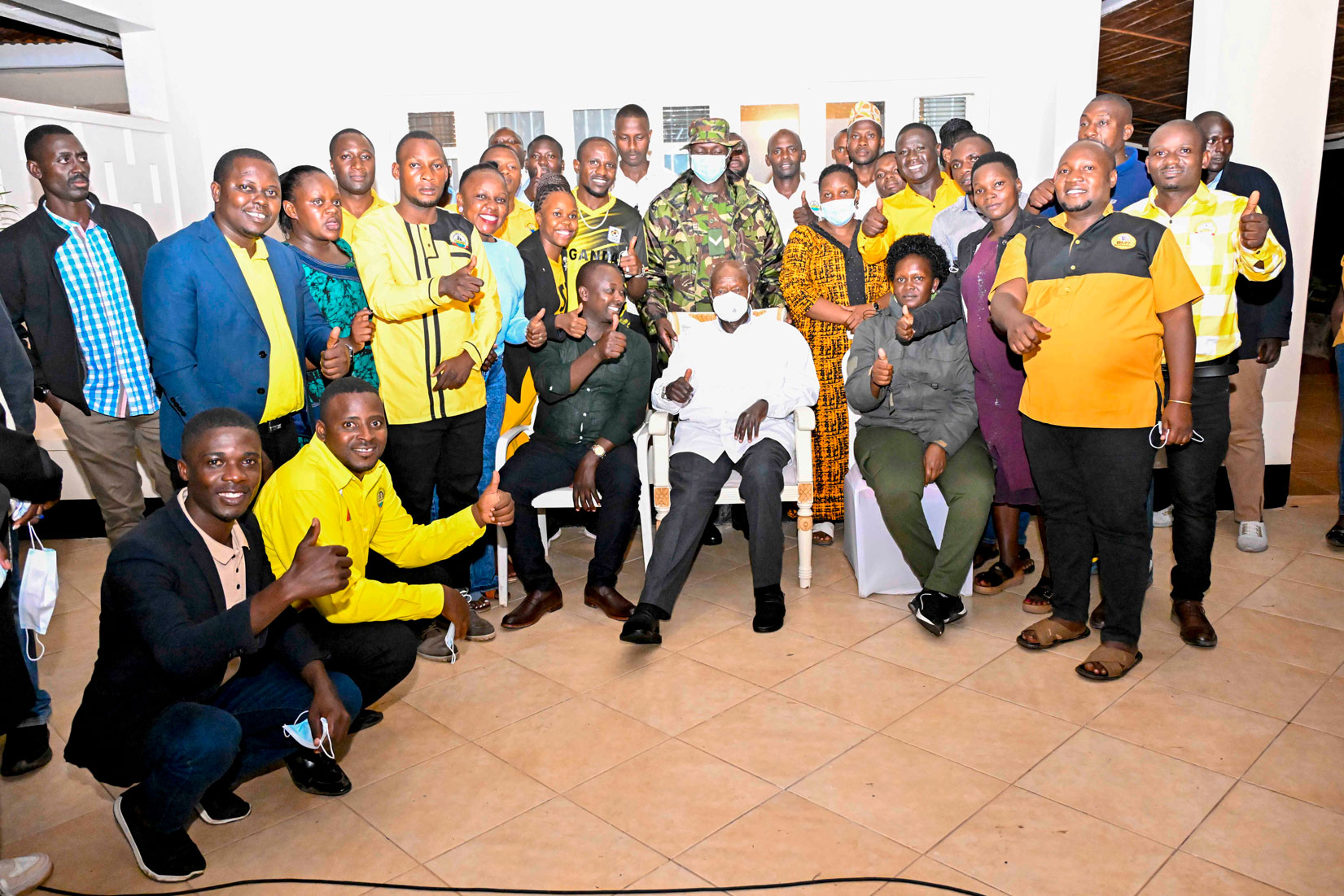 Museveni held an engagement with groups of the National Resistance Movement (NRM) youth mobilizers at State Lodge - Mbale