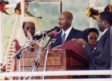 President Museveni taking an oath