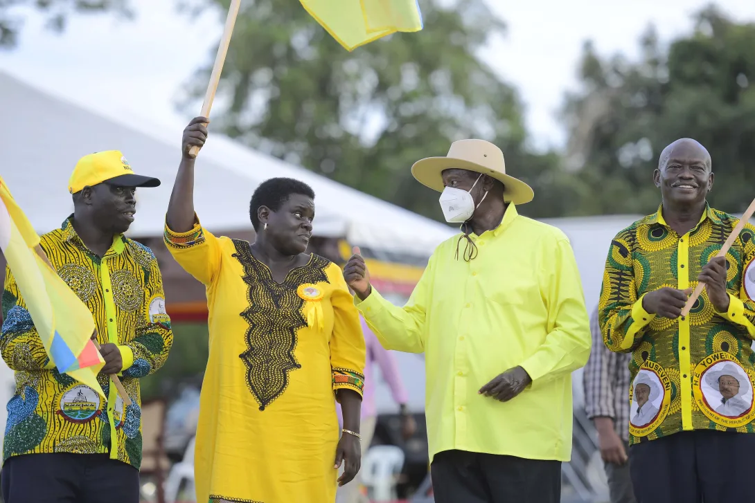 President Museveni with some of the NRM flag bearers in Moyo district. October 17, 2025